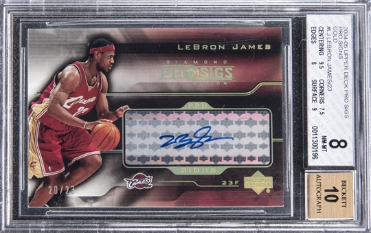 2004/05 Upper Deck "Diamond Pro Sigs" #PS-LJ LeBron James Signed Card (#20/23) – BGS NM-MT 8/BGS 10